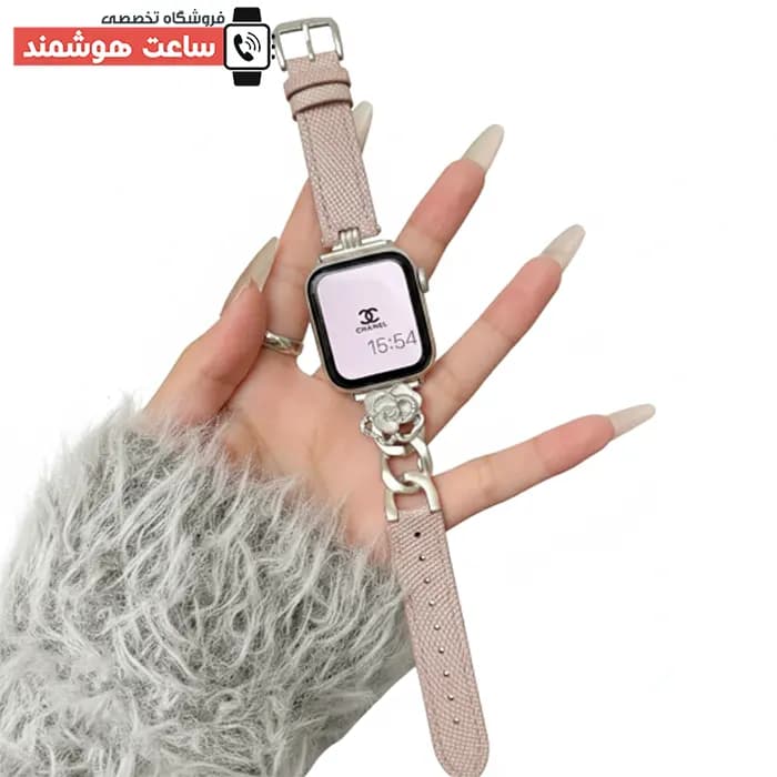 بند اپل واچ چرم و کارتیر گل شنل کد 20889 — تصویر ۴