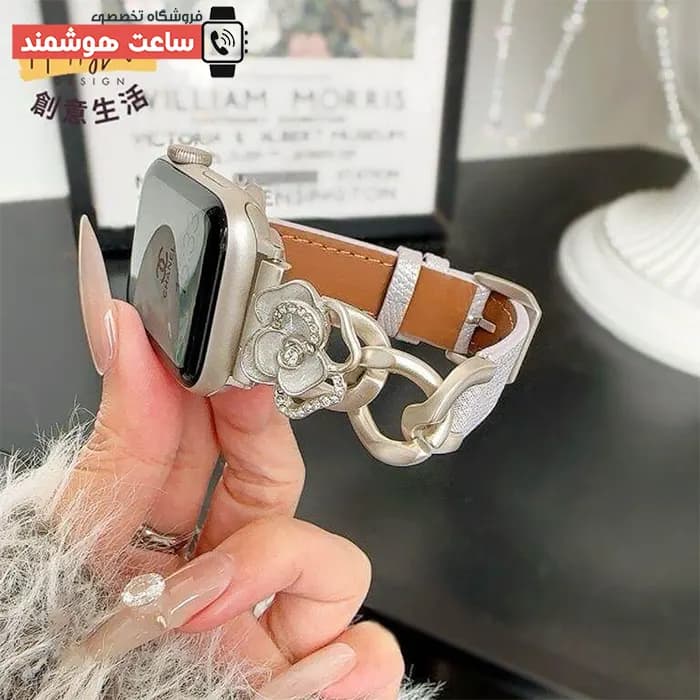 بند اپل واچ چرم و کارتیر گل شنل کد 20889 — تصویر ۷