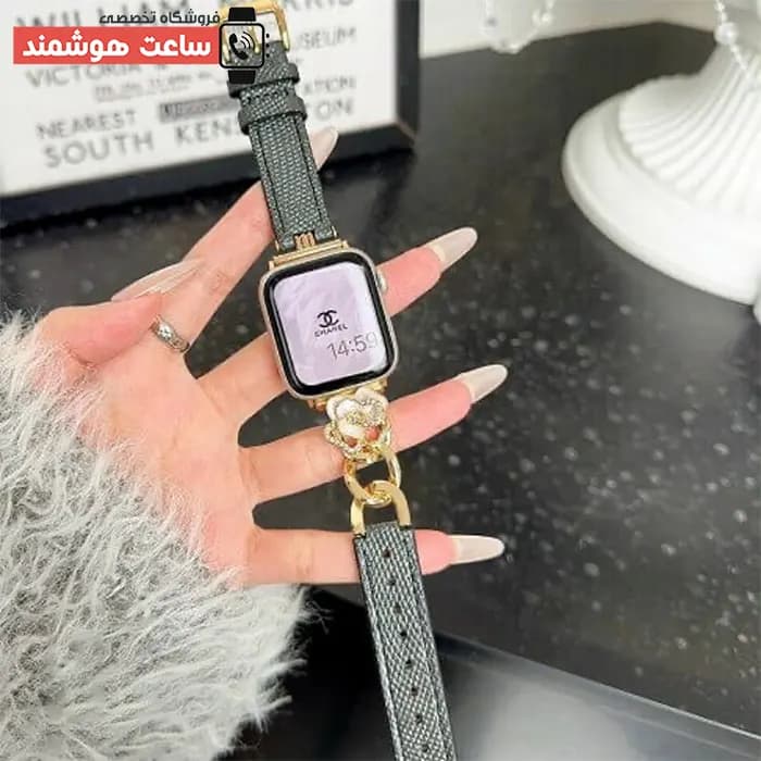 بند اپل واچ چرم و کارتیر گل شنل کد 20889 — تصویر ۳