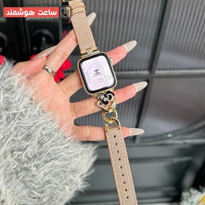 بند اپل واچ چرم و کارتیر گل شنل کد 20889 — تصویر ۶