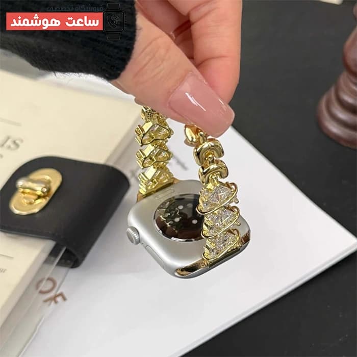 بند اپل واچ دیاموند قلب مینیمال ۲ کد 20892 — تصویر ۵