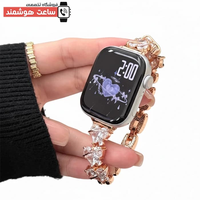 بند اپل واچ دیاموند قلب مینیمال ۲ کد 20892 — تصویر ۳