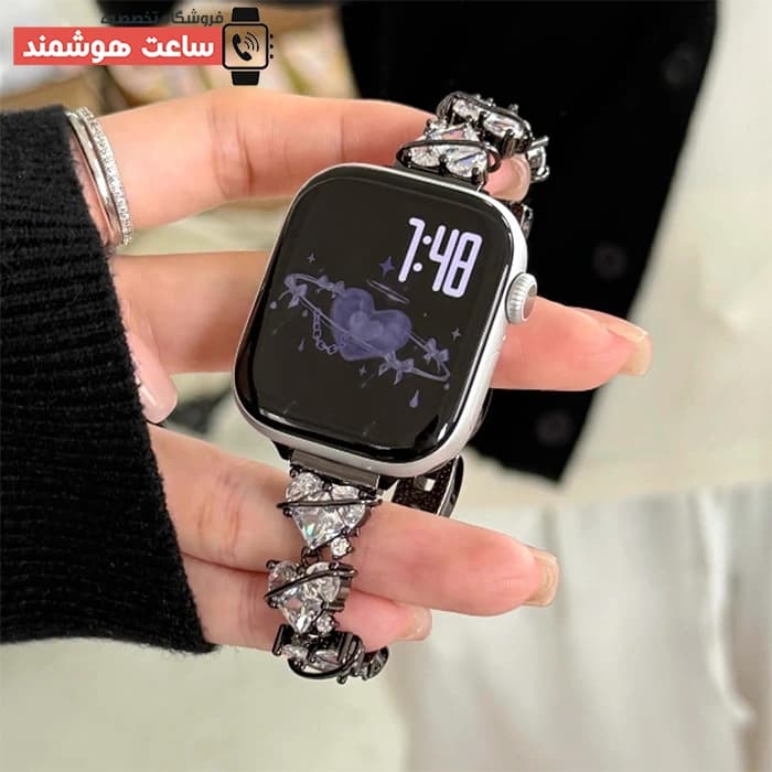 بند اپل واچ دیاموند قلب مینیمال ۲ کد 20892 — تصویر ۸