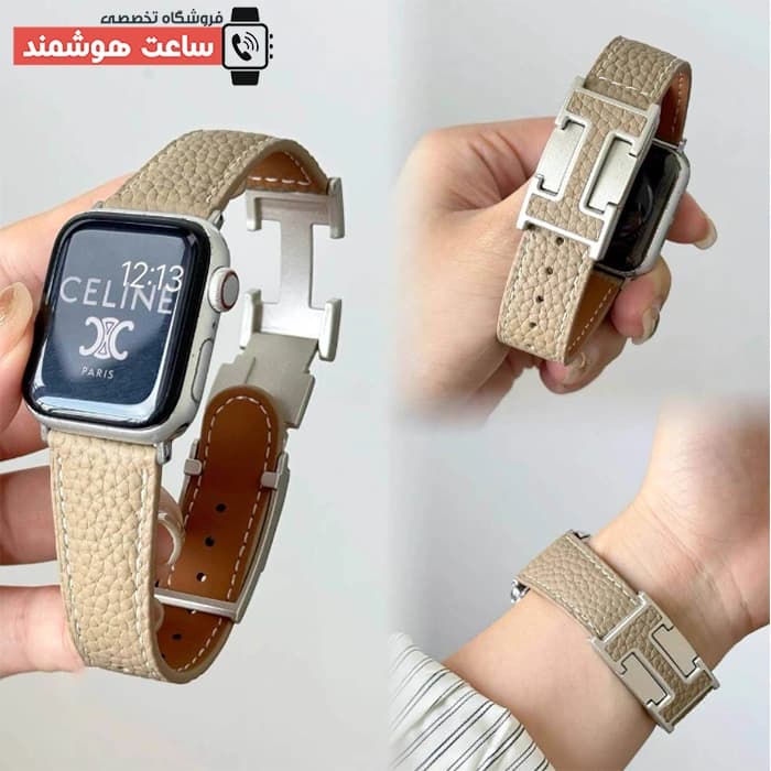 بند اپل واچ چرم قفل هرمس کد 20918 — تصویر ۶