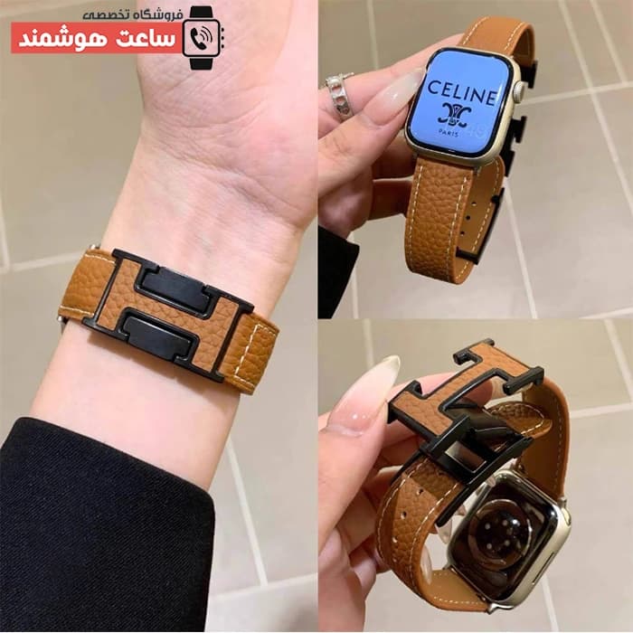 بند اپل واچ چرم قفل هرمس کد 20918 — تصویر ۷