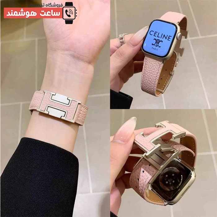 بند اپل واچ چرم قفل هرمس کد 20918 — تصویر ۴