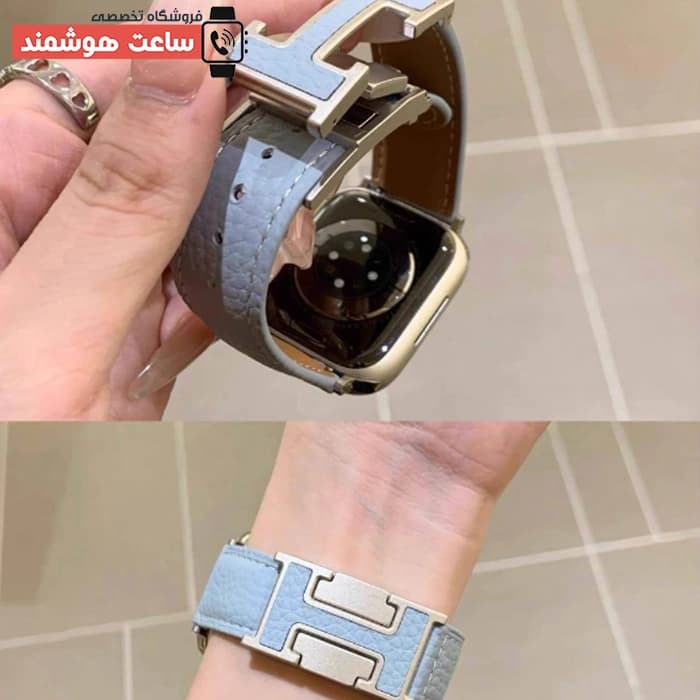 بند اپل واچ چرم قفل هرمس کد 20918 — تصویر ۸
