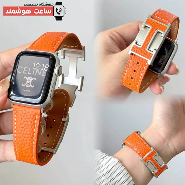بند اپل واچ چرم قفل هرمس کد 20918 — تصویر ۵