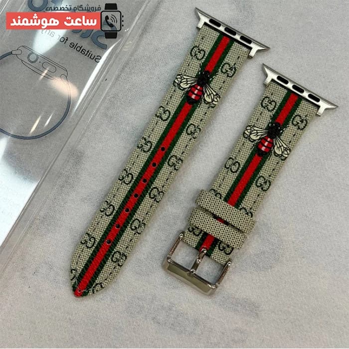 بند اپل واچ چرم گوچی زنبور کد 20921 — تصویر ۶