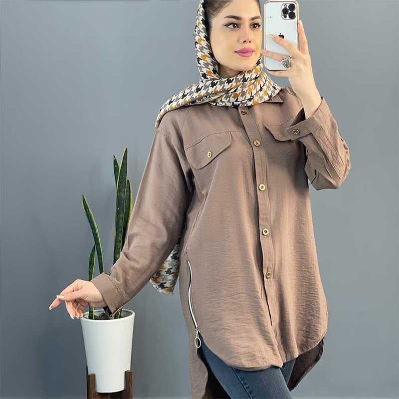 مانتو یقه مردانه بغل زیپ