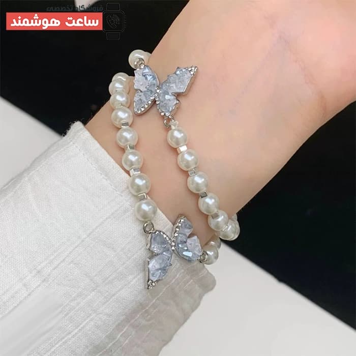 بند اپل واچ مروارید و پروانه کد 20936 — تصویر ۴