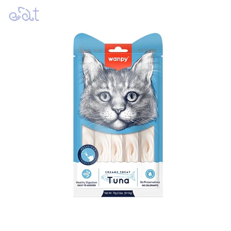 بستنی درمانی گربه هیربال ونپی (مخصوص کنترل گلوله مویی) با طعم مرغ و ماهی کاد مدل Wanpy HairBall Treat بسته 5 عددی