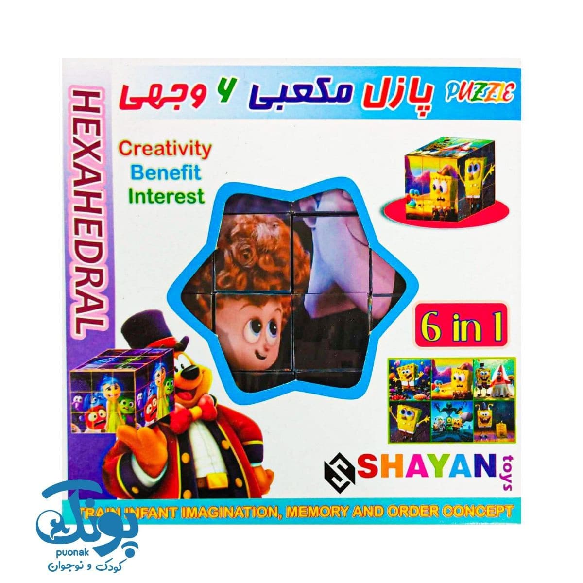 پازل مکعبی ۶ وجهی (۶ در ۱) شایان