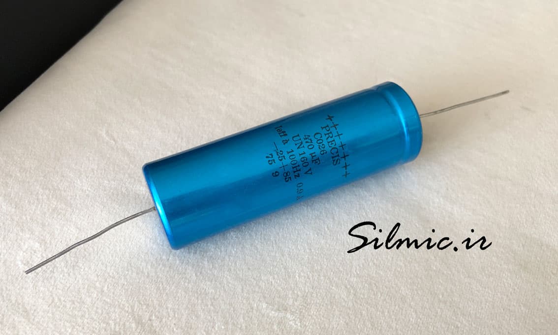 خازن اکسیال های فای 470 میکرو فاراد 160 ولت PRECIS ابعاد بزرگ