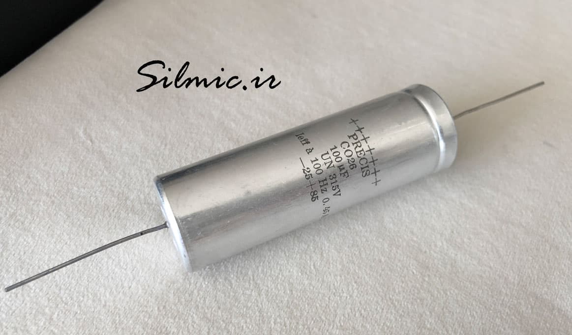 خازن اکسیال های فای 100 میکرو فاراد 315 ولت PRECIS ابعاد بزرگ — تصویر ۳