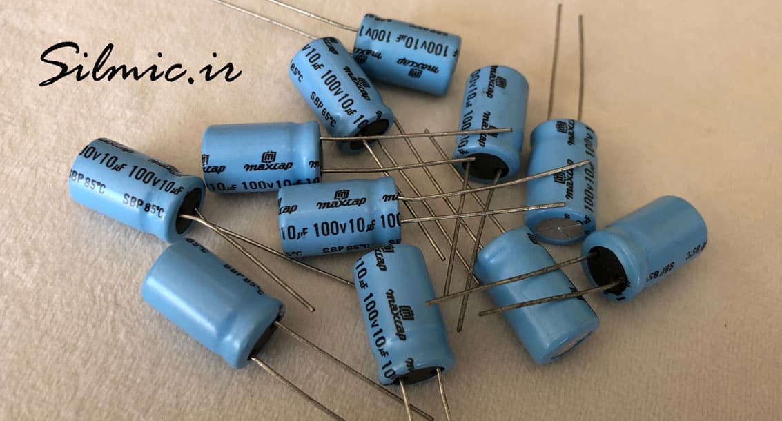خازن کراس اور بی پلار 10 میکرو فاراد 100 ولت maxcap مالزی از نوع رادیال
