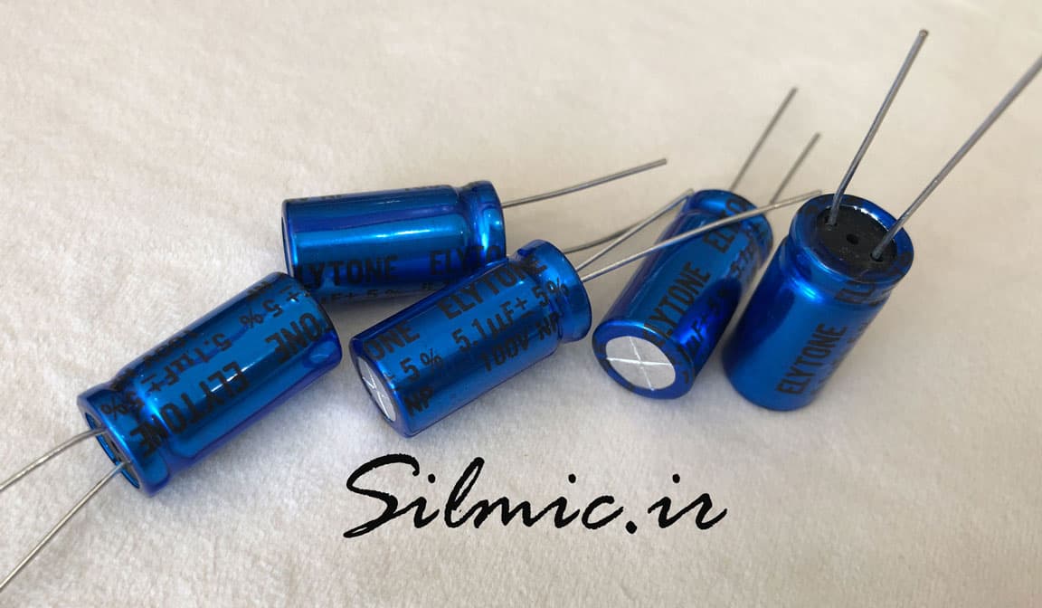 خازن کراس اور بی پلار 5.1 میکرو فاراد 100 ولت ELYTONE تایوان نوع رادیال 5% — تصویر ۳