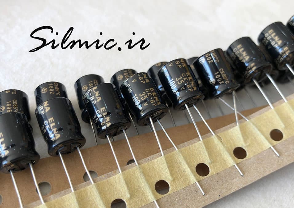 خازن های فای بی پلار 100 میکرو فاراد 35 ولت ELNA ژاپن سری RBD