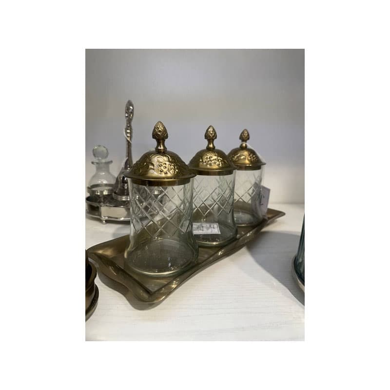 بانکه سینی دار بلور برنج هندی 40041
