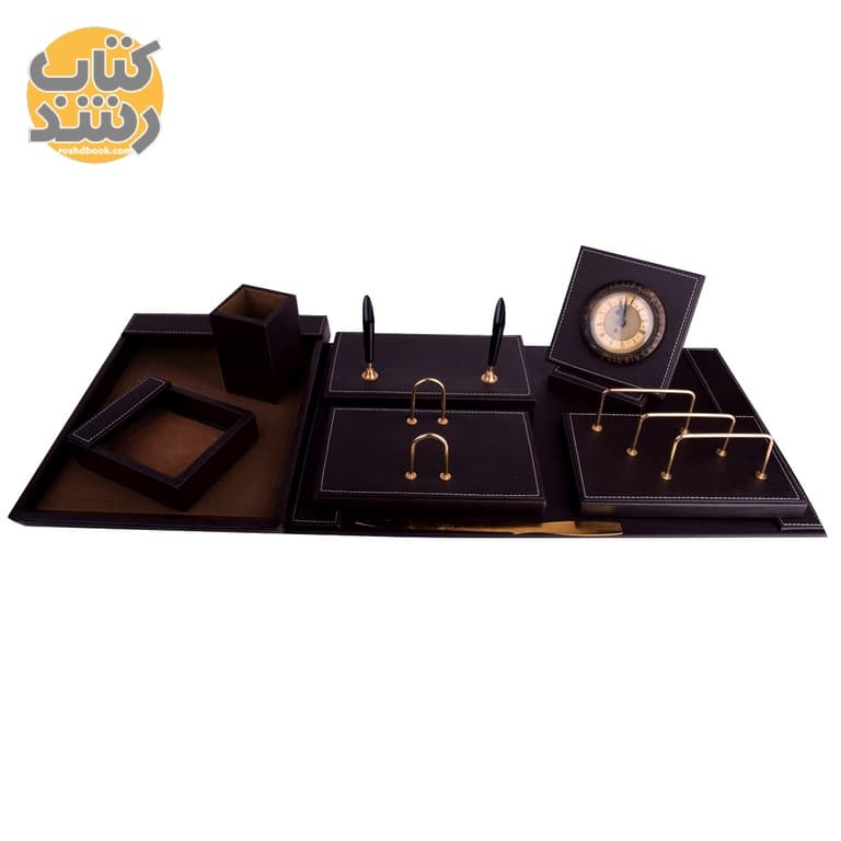 ست رومیزی اداری 9 تکه چرم و چوب CHARM CHOOB کد 6 قهوه ای — تصویر ۵
