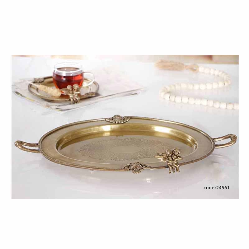 سینی برنجی بیضی دو فرشته 24561