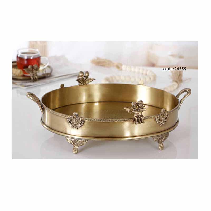 سینی بیضی برنجی دو فرشته 24559