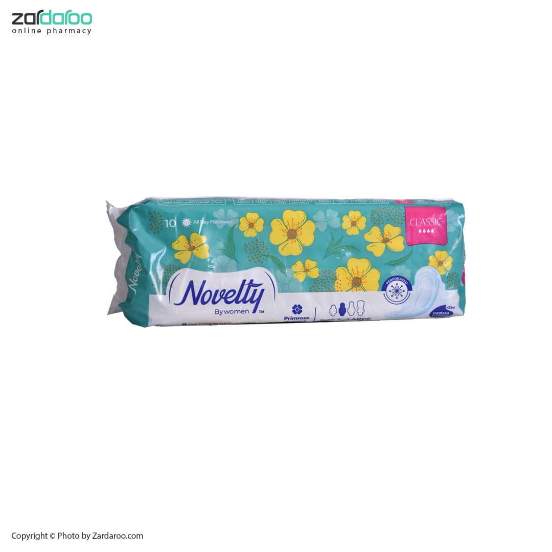 نوار بهداشتی 10 عددی بالدار مدل Classic سایز بزرگ ناولتی Novelty