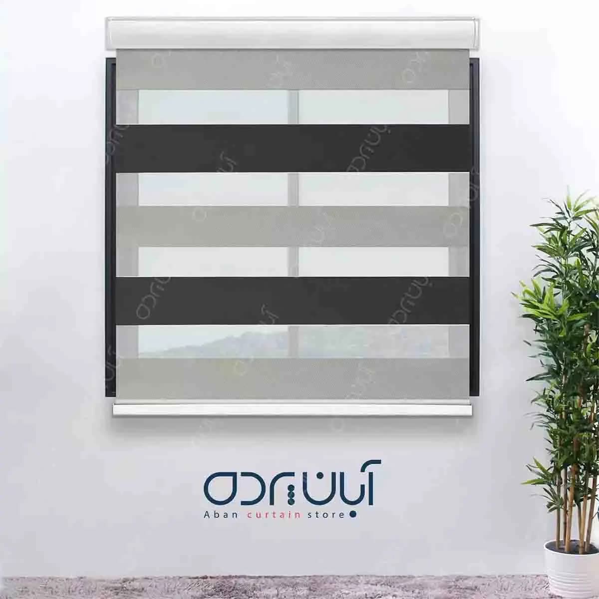پرده زبرا طوسی مشکی