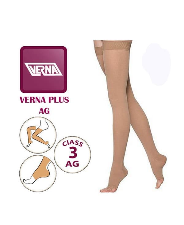 جوراب واریس AG با کفه بالای ران سیلیکون دار ورنا verna varicose Silicone socks AG