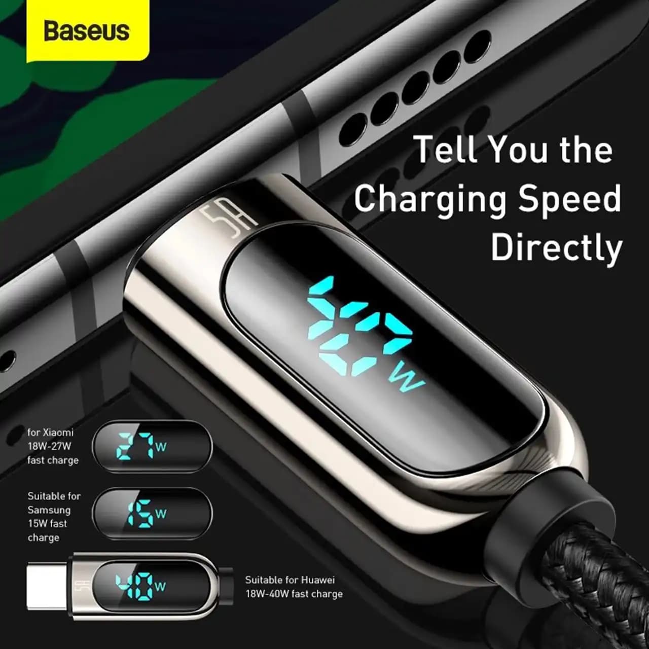 کابل تبدیل USB به تایپ سی بیسوس مدل CATSK طول 1 متر با توان 40 وات — تصویر ۶