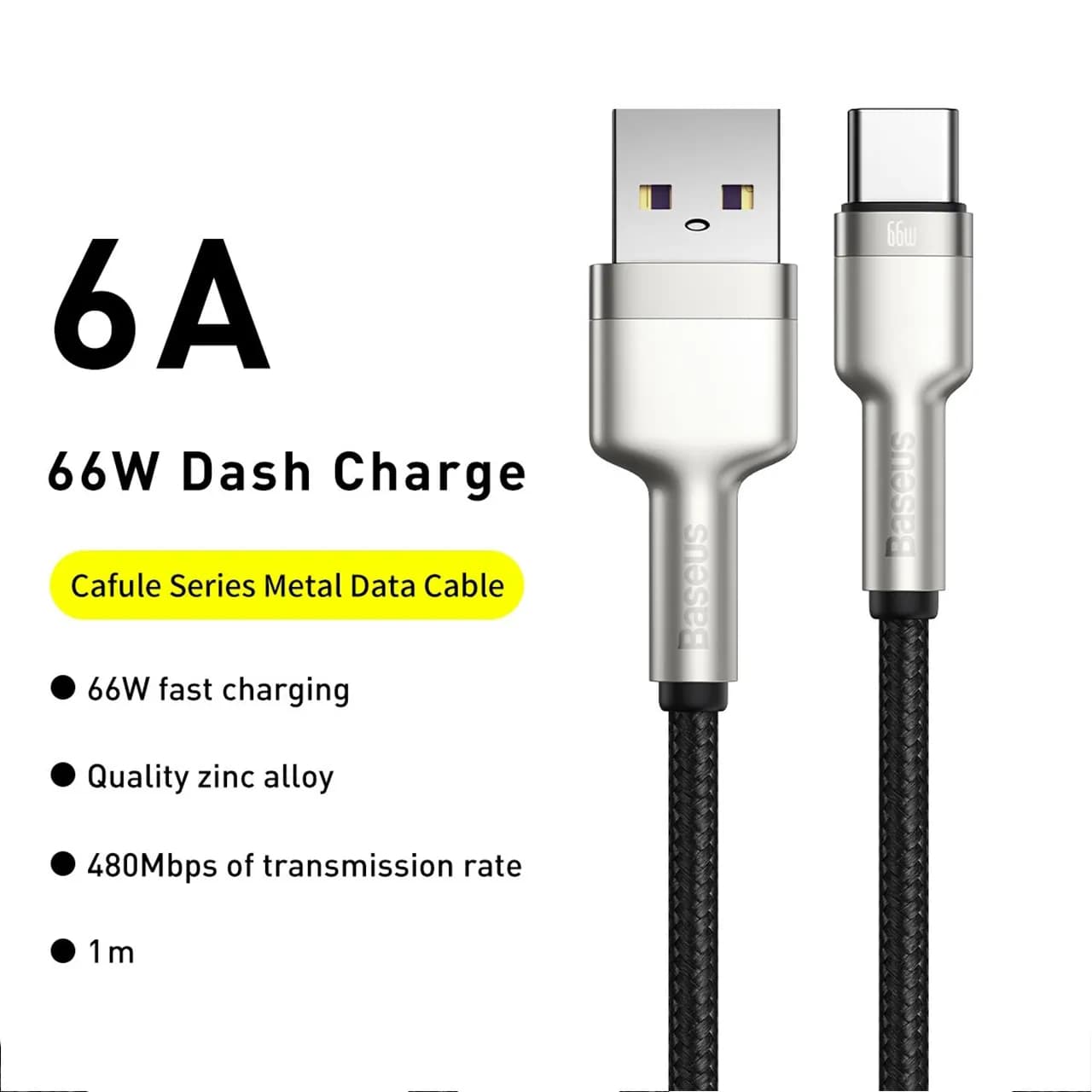 کابل تبدیل USB به تایپ سی بیسوس مدل CAKF000101 طول 1 متر توان 6 آمپر — تصویر ۴