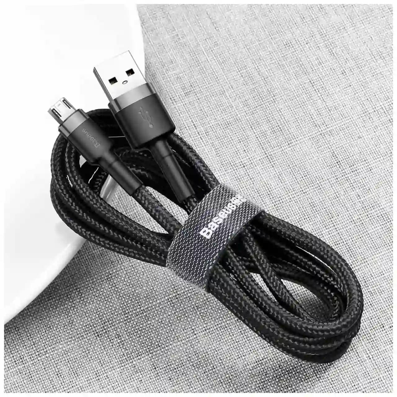 کابل تبدیل USB به میکرو USB بیسوس مدل CAMKLF طول 1 متر توان 2.4 آمپر — تصویر ۹