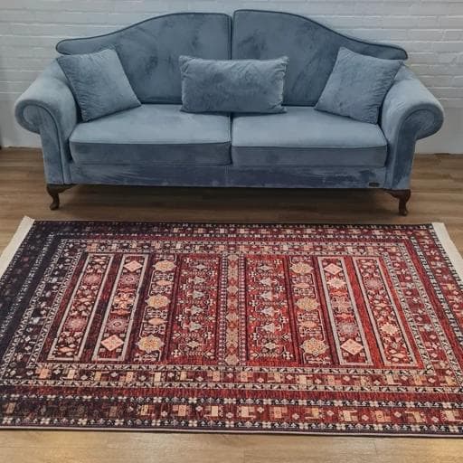 فرشینه پرفروش برند قالیوا مخمل هازان طرح قرمز لاکی استانبول L281a(پس کرایه)
