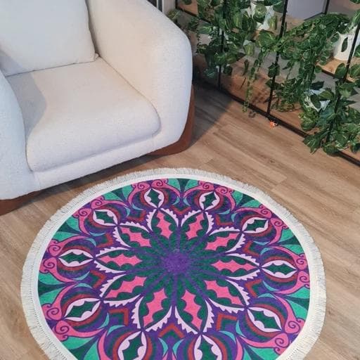 فرش چاپی فرشینه برند قالیوا مخمل هازان طرح گرد توهم D158(پس کرایه)