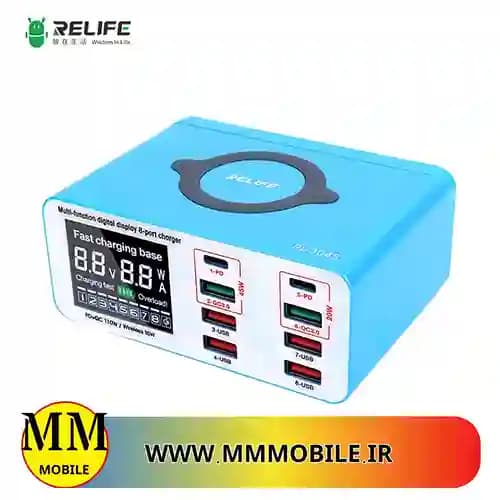 هاب تستر و شارژر 8 پورت ریلایف RELIFE RL-304S وایرلس دار