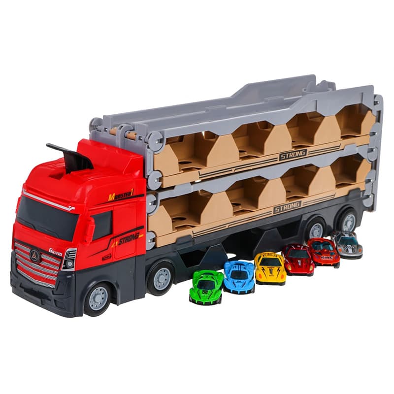 ماشین بازی مدل تریلی حمل خودرو مجموعه 6 عددی کد D663-T202