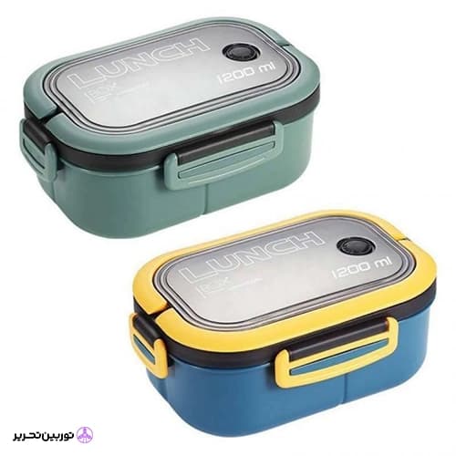ظرف غذا همراه قاشق و چنگال دو طبقه 1200 میل لانچ باکس LUNCH BOX — تصویر ۱۲