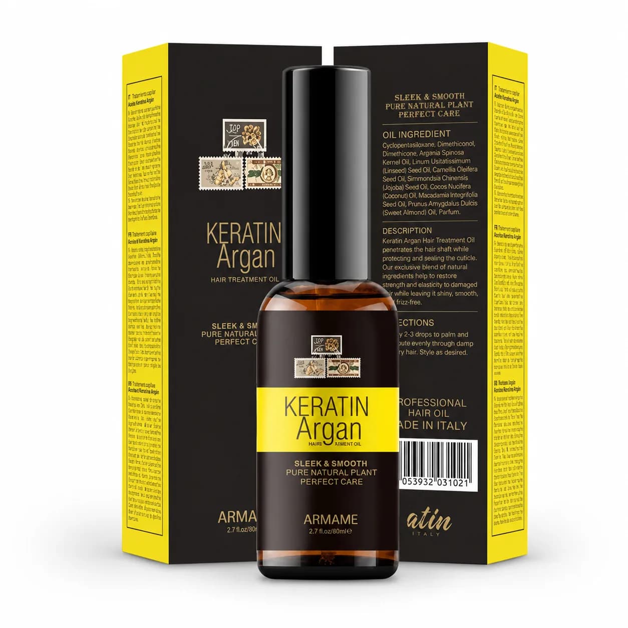 روغن ترمیم کننده کراتین و آرگان مو آرمام ARMAME حجم 50 میلی لیتر — تصویر ۲