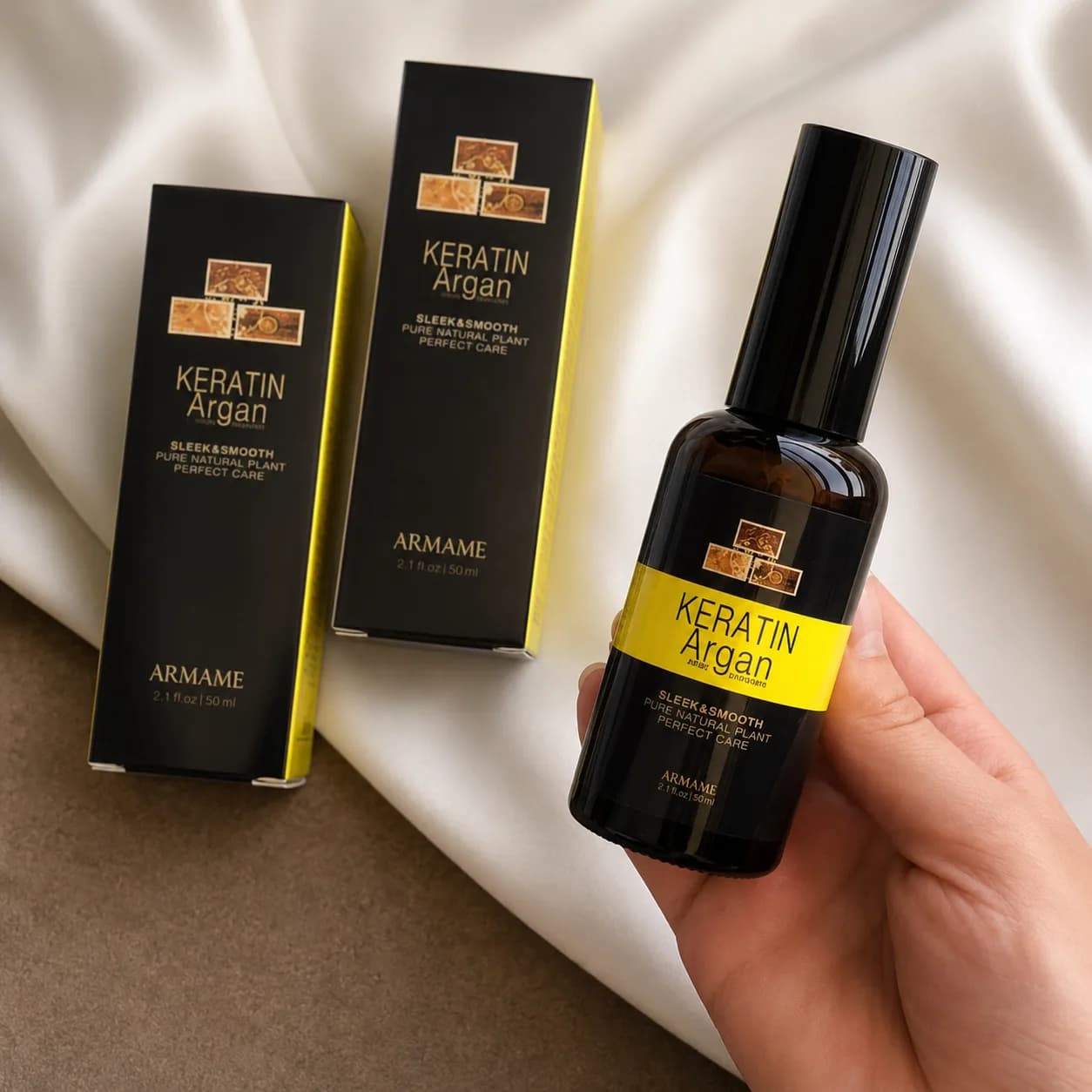 روغن ترمیم کننده کراتین و آرگان مو آرمام ARMAME حجم 50 میلی لیتر — تصویر ۵