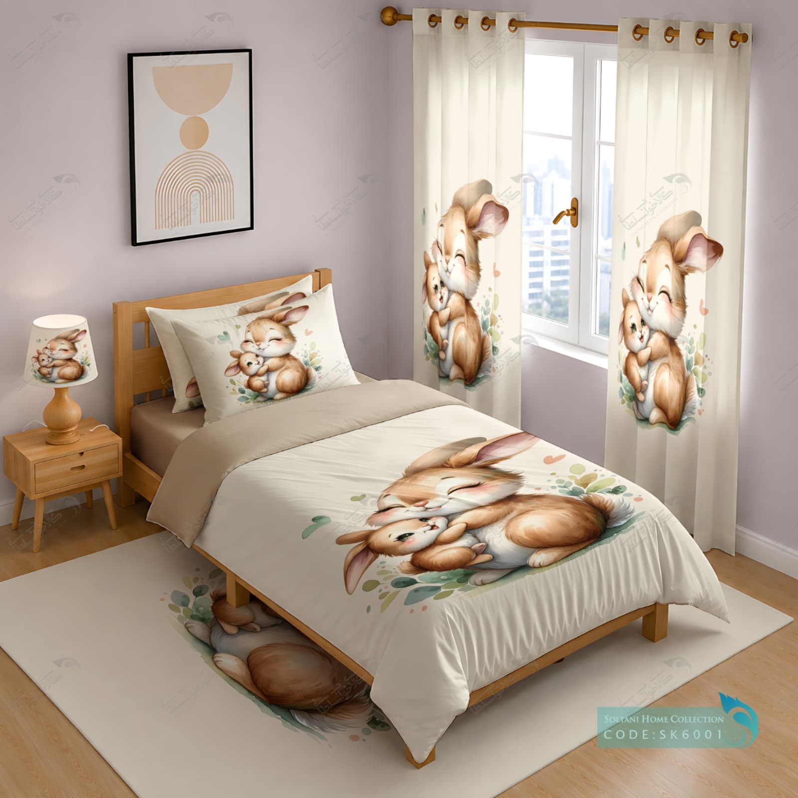 روتختی دخترانه طرح خرگوش ناز همراه با ست کامل کد SK6001