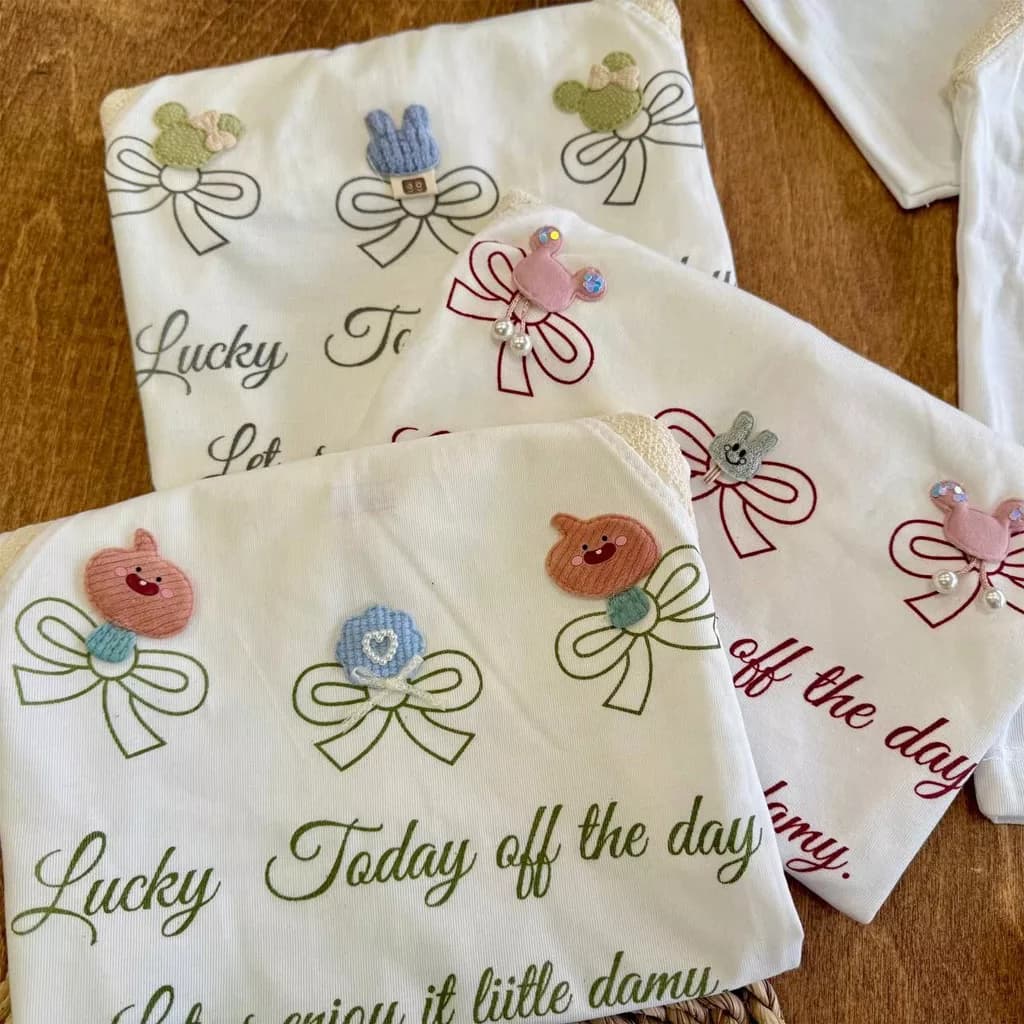 تیشرت شلوارک پاپیون استیکر برجسته lucky (ایراددار) کد ۵۹۰۳ — تصویر ۳