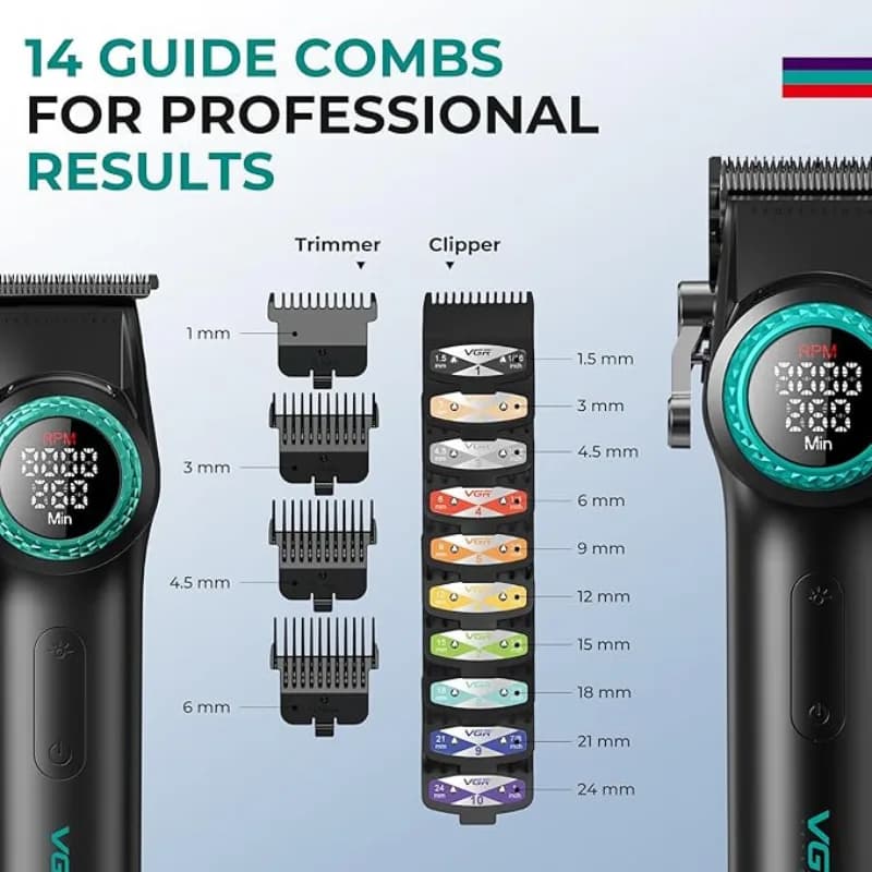 ست ماشین اصلاح و سشوار 4 عددی وی جی آر مدل Stepless Pro — تصویر ۵