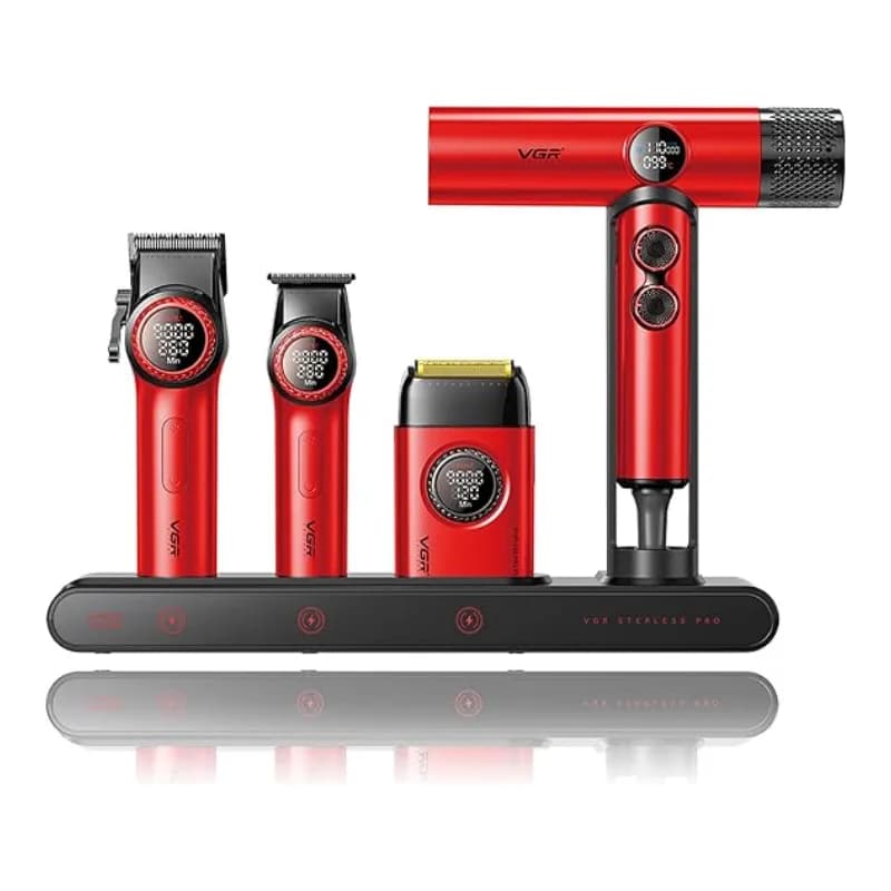 ست ماشین اصلاح و سشوار 4 عددی وی جی آر مدل Stepless Pro — تصویر ۳