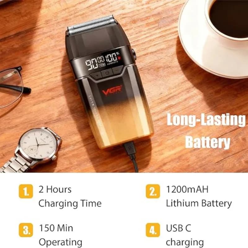 ماشین اصلاح صورت فویلی ضد آب وی جی آر V-308 — تصویر ۶