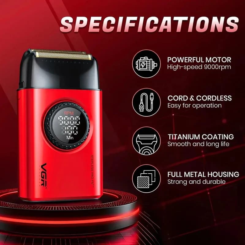 ماشین اصلاح صورت شارژی فویلی وی جی آر مدل V-377 — تصویر ۸