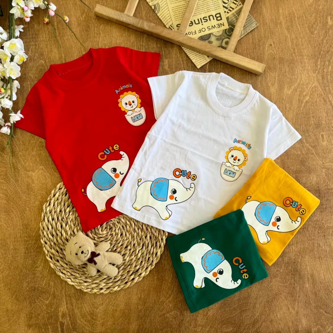 تیشرت تک طرح فیل cute سایز 35 تا 45 کد 6187