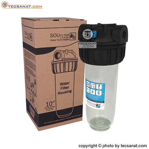هوزینگ 10 اینچ ورودی 1/2 اینچ شفاف سوفیلتر SouFilter