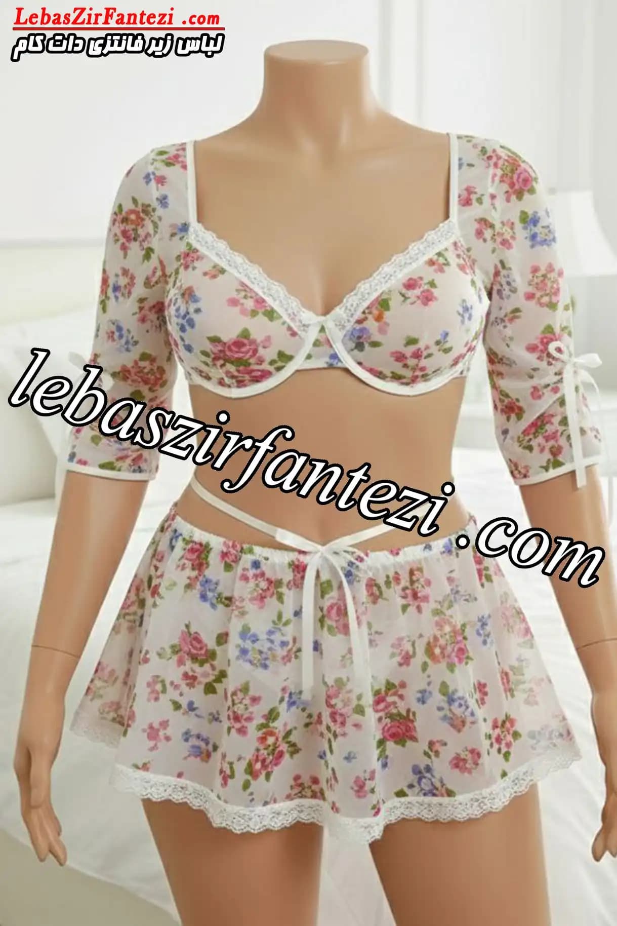لباس خواب گلدار | کراپ دامن فانتزی