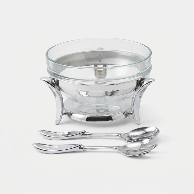 سوفلهخوری راکلند مدل salad-4 ظرفیت 4 لیتر، ظرف پیرکس نسوز جداشونده، استیل ضدزنگ براق، دارای جای وارمر و قاشق و چنگال