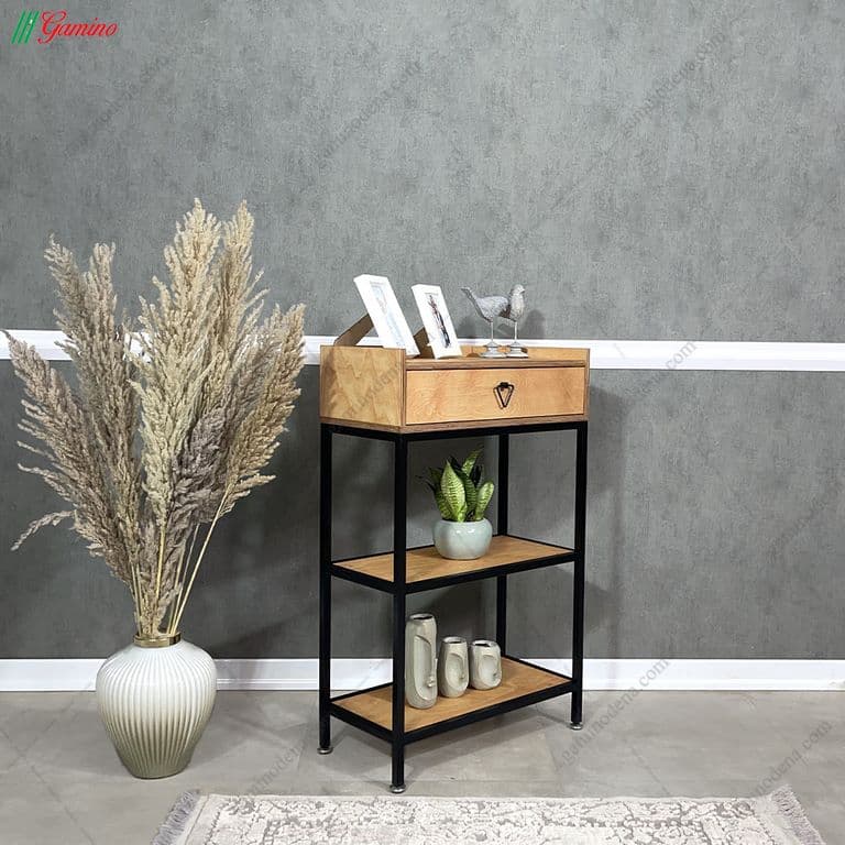 میز کنسول چوبی فلزی کوچک مدل شقایق — تصویر ۴